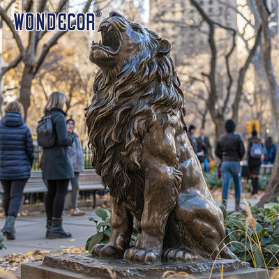 Large outdoor square park lion bronze sculpture