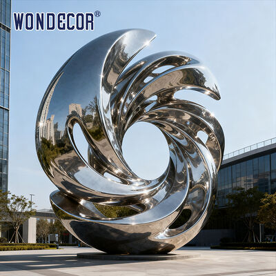 Large outdoor modern urban landmark architectural art metal stainless steel sculpture