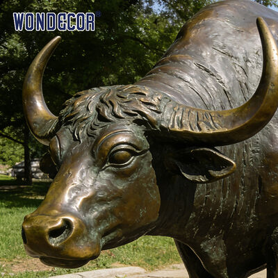 Life-Size Bison Bronze Sculpture - Modern Metal Animal Decoration for Outdoor Parks