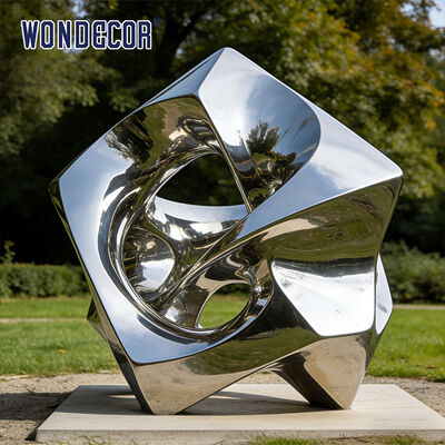 Large Scale "Edge Light Vortex" Mirror Stainless Steel Geometric Art Sculpture in Outdoor Park