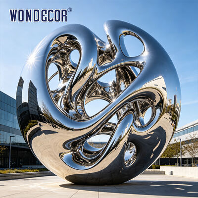Large Mirror Polished Stainless Steel Hollow Abstract Sphere Sculpture Outdoor Plaza Modern Art City Landmark Decorative Statue