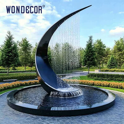 Large outdoor park square fountain stainless steel sculpture