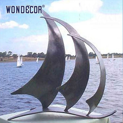 Large stainless steel ship abstract sculpture