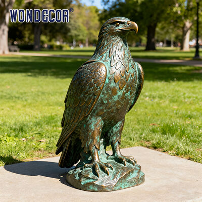 Life-Size Realistic Bronze Eagle Metal Animal Sculpture, Handcrafted Artwork for Outdoor Decor & Landscape Ornament