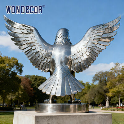 Large-scale Modern-style Metal Craft Eagle Stainless Steel Sculpture for Outdoor Use