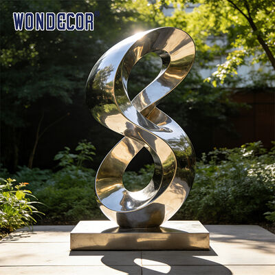 Large outdoor courtyard modern metal art "Lucky 8" stainless steel sculpture