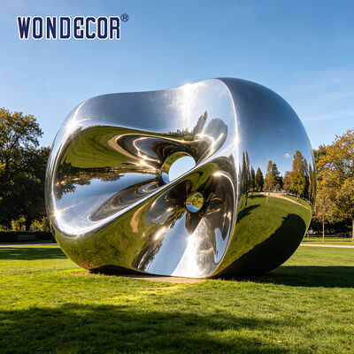 Large Mirror Polished Stainless Steel Abstract Elliptical Sculpture Outdoor Park Modern Art Landscape Landmark Decorative Statue